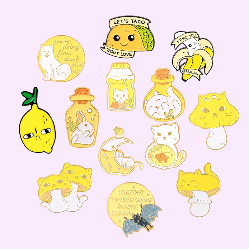 Эмалированные заколки в виде фруктов молока Мультяшные броши лимона банана