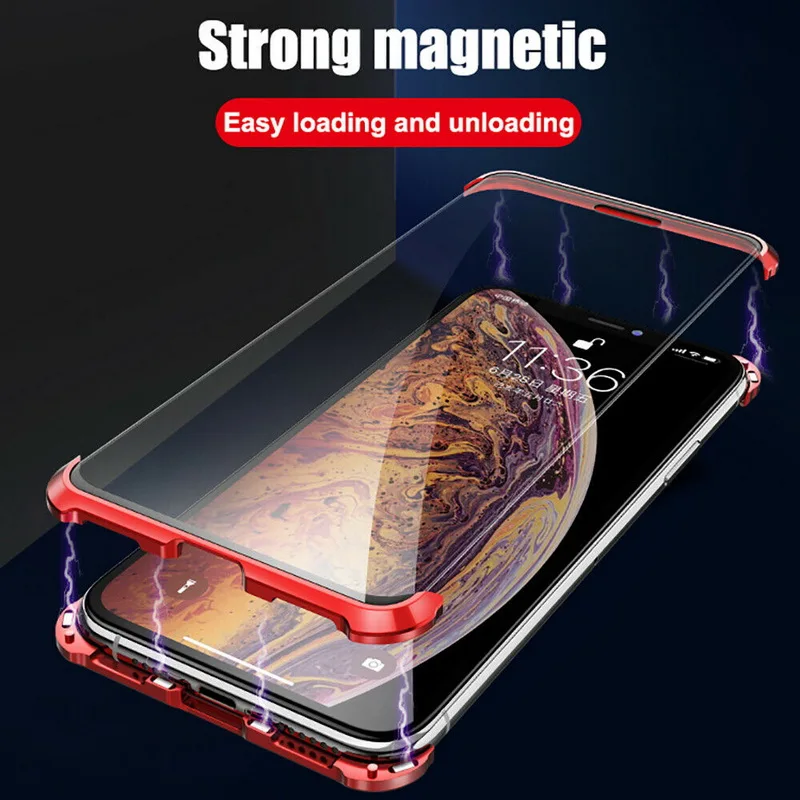 Безрамный 360 Полный чехол Магнитный для телефона iPhone XR XS MAX Роскошный