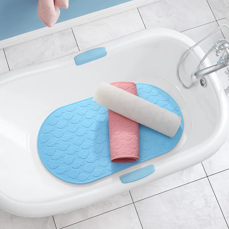 

Solid Color Fish Pattern Eco-friendly Silicone Bathroom Mat Home Shower Room Child Baby Hydrophobic Foot Pad