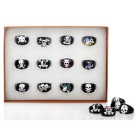 imixlot 5pcslot black resin lucite skull pattern ring kid children festival gift rings for boys and girls jewelry