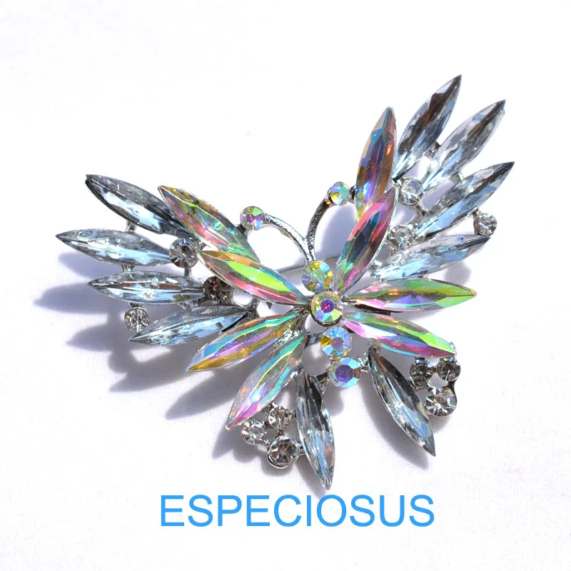 Элегантные женские Украшения булавка-бабочка брошь с кристаллами белого цвета