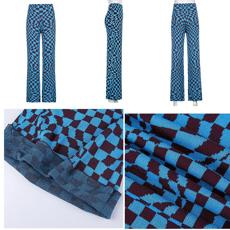 

Rapcopter Blue Plaid Trousers y2k Retro Cargo Pants Women High Waisted Joggers 2021 Fashion Streetwear Checkered Pants 90s New