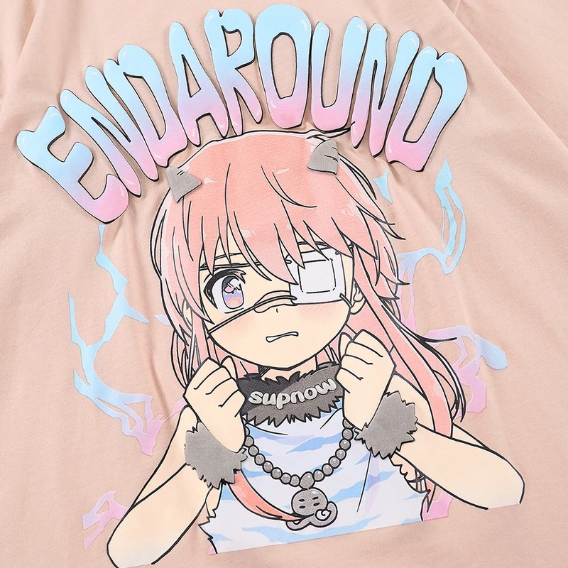 

2021 New Men T-Shirt Anime Cute Girl Comics Print Oversize Men Tee Shirts Summer Casual College Style Streetwear Couple Top