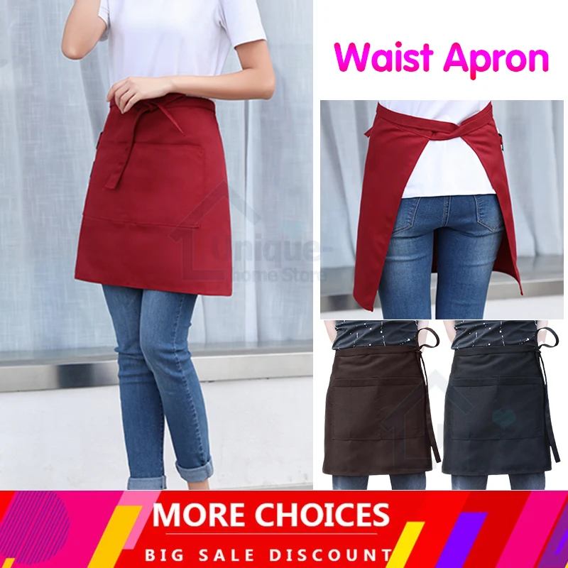 Unisex Simple Design Half Body Waterproof Apron With Front Pocket For Coffee Shop Restaurant Kitchen Chef Aprons