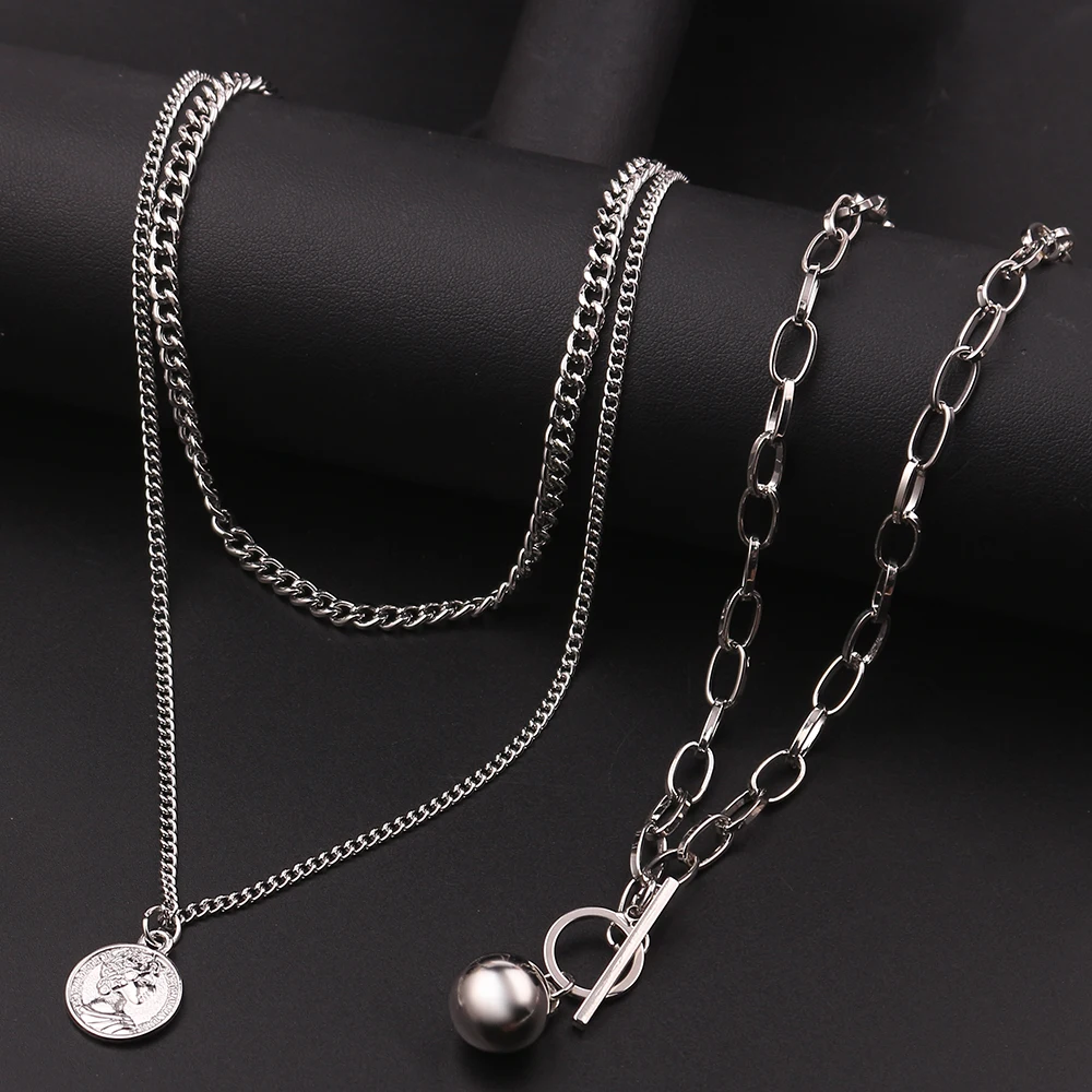 silver 24 стиля, Харадзюку, хип-хоп, пламя, слои, крест, ключица, ожерелье, лезвие, шипы, замок, унисекс, Очаровательная цепочка, рок, панк, ювелирное изделие, подарок - Окраска металла: silver