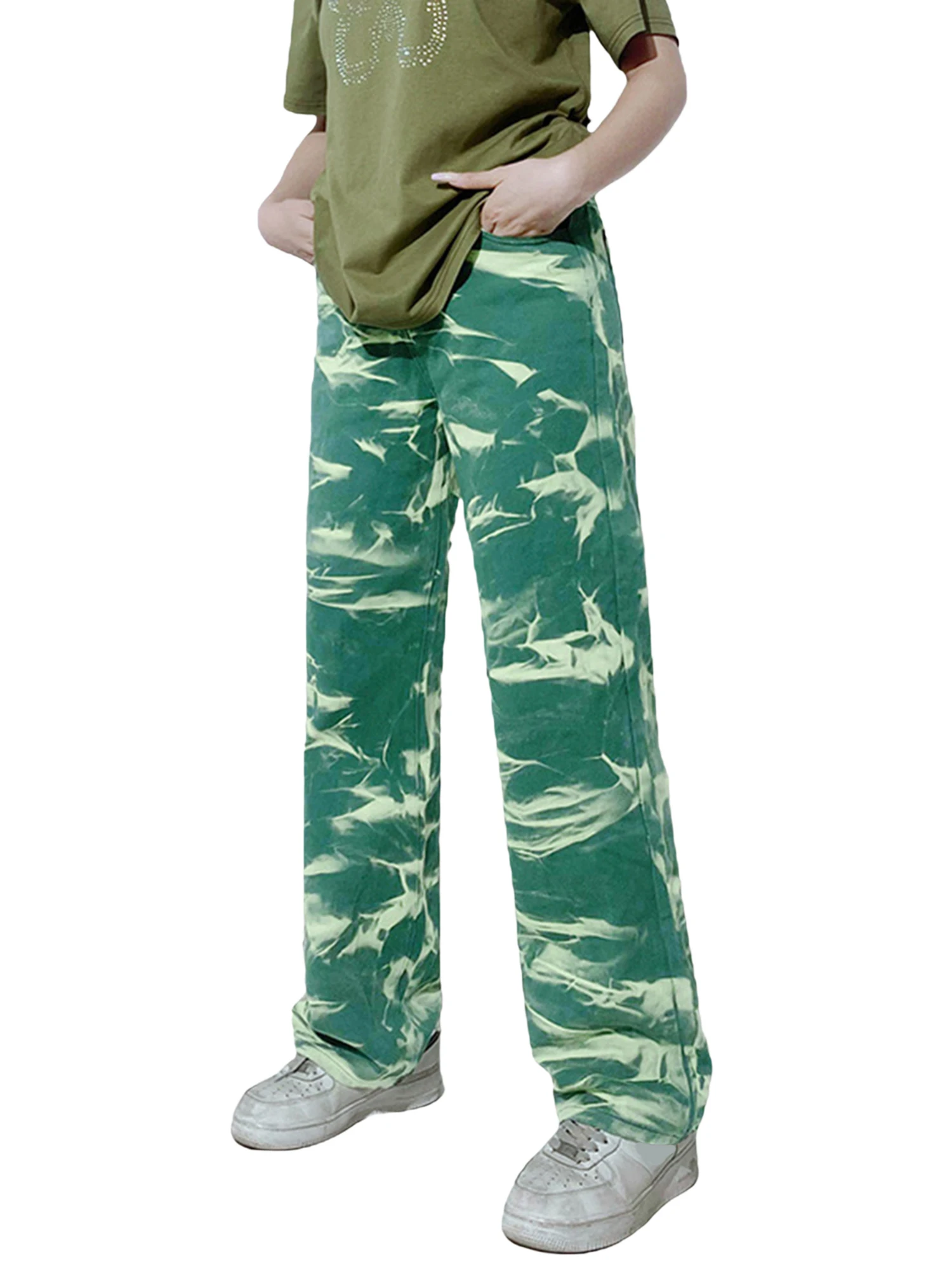 Джинсы женские прямые с принтом зебры карманами S M L лето 2021 | Женская одежда