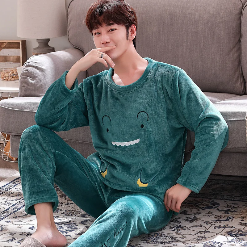 

Couple pajamas women winter velvet sleepwear thickening warm flannel pajamas set animal cartoon cute home service