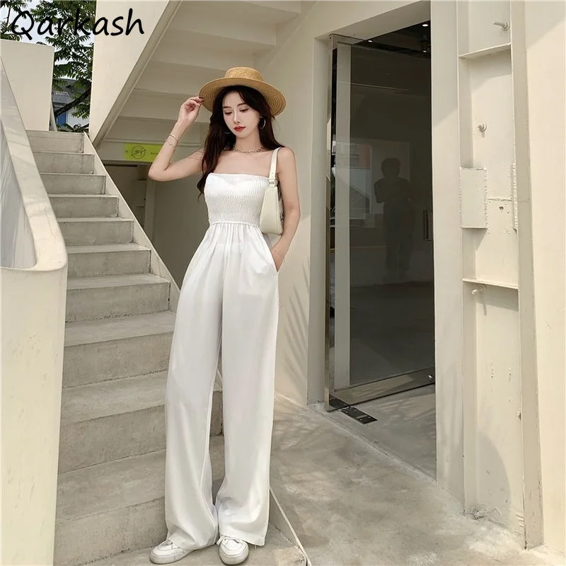 Комбинезон женский эластичный простые однотонные брюки в полную длину с