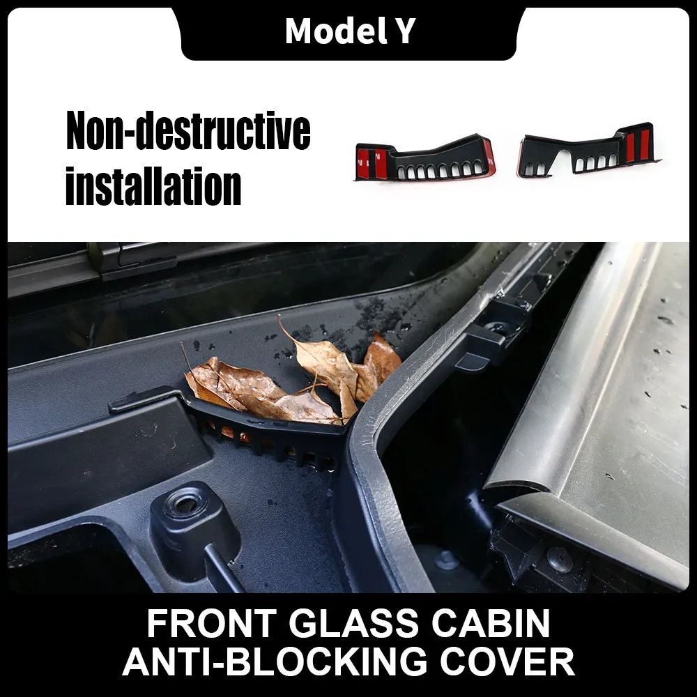 

2x For Tesla Model Y 2021 Car Front Trunk Engine Water Guide Groove Channel anti-blocking cover Clogging Filter Auto Accessories