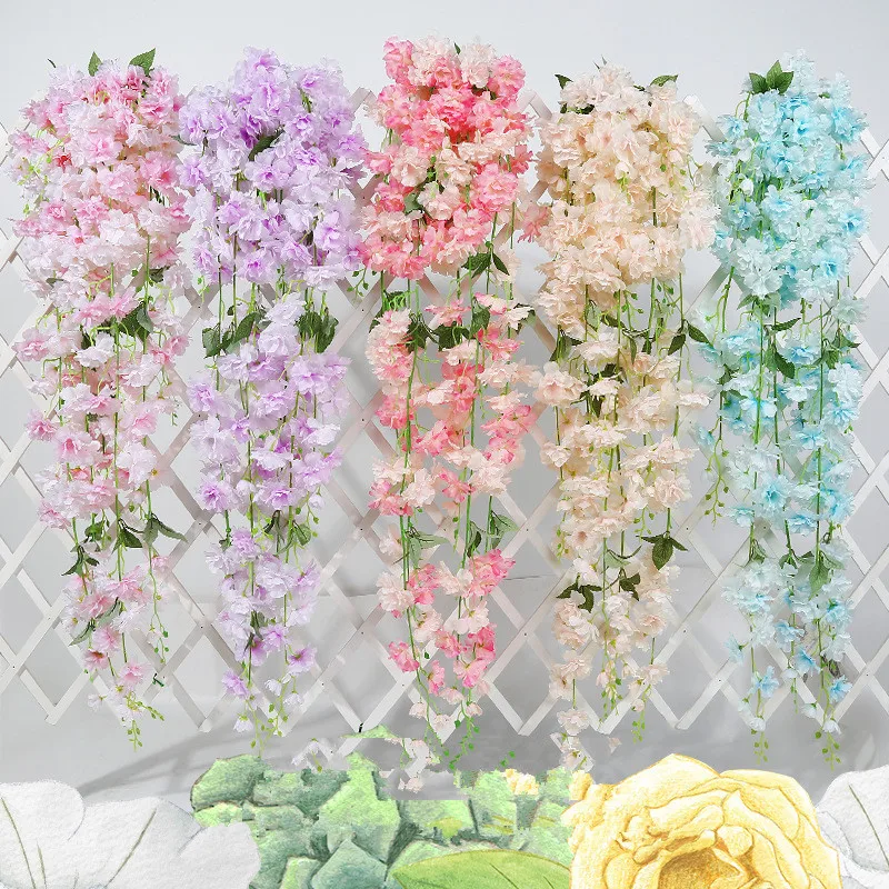

Cherry Blossoms Vine Artificial Plant Flower Fake Silk Hanging Vine Home Deocr Party Wedding Mariage Office Garden Home Decor