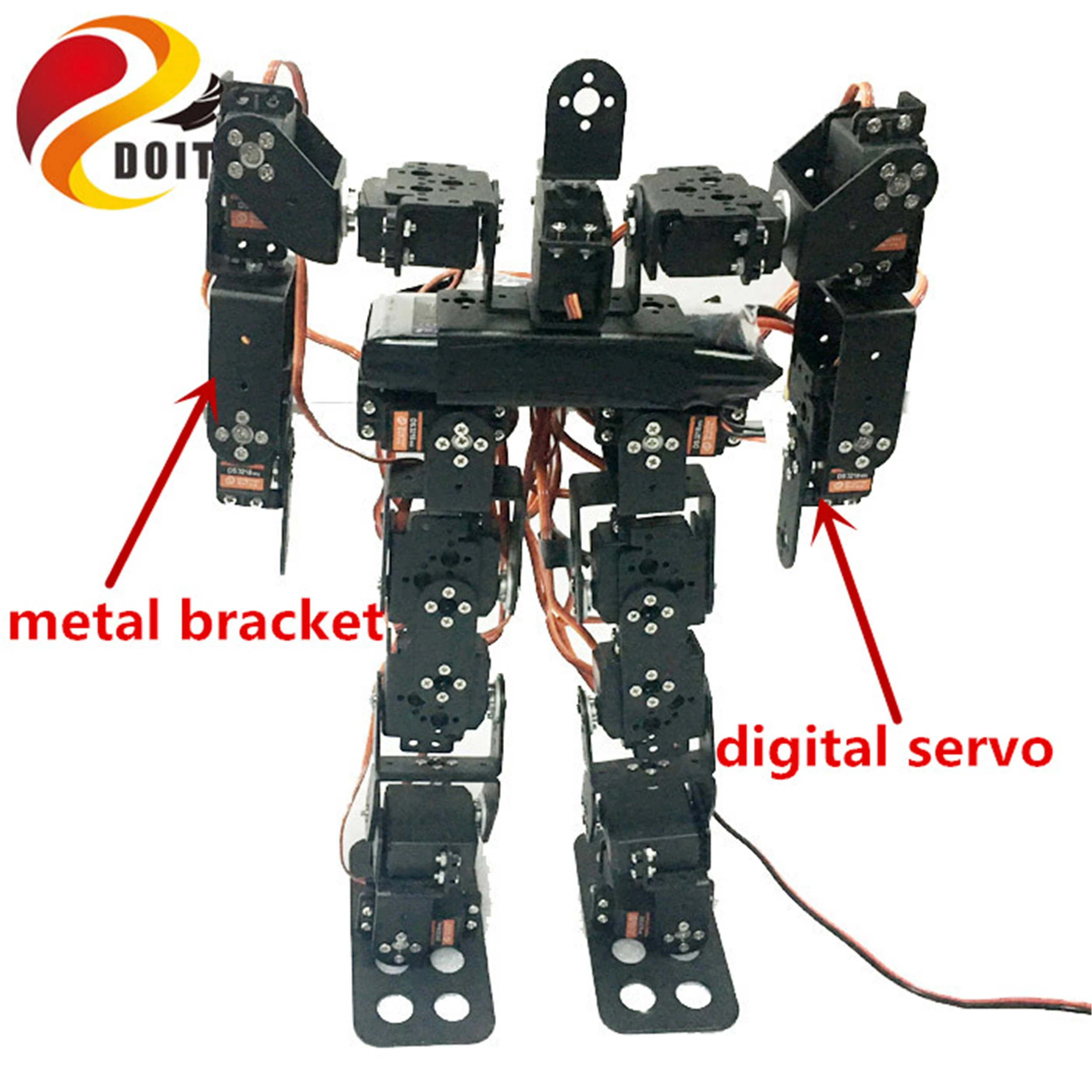 17DOF металлический Biped Роботизированный образовательный гуманоидный робот набор