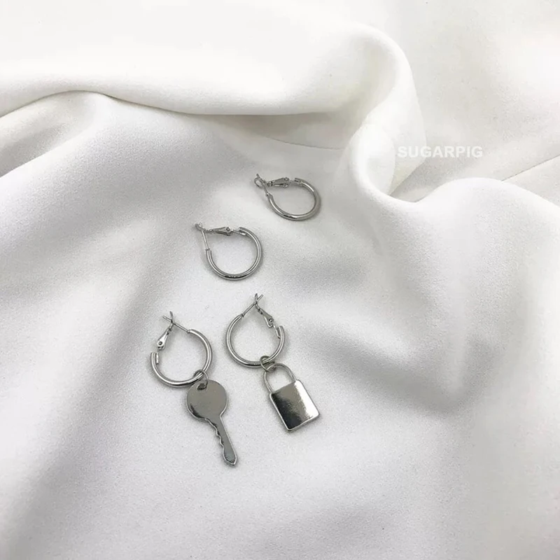1 Пара висячие серьги с цепочкой для ключей мужчин и женщин круглые подвески из