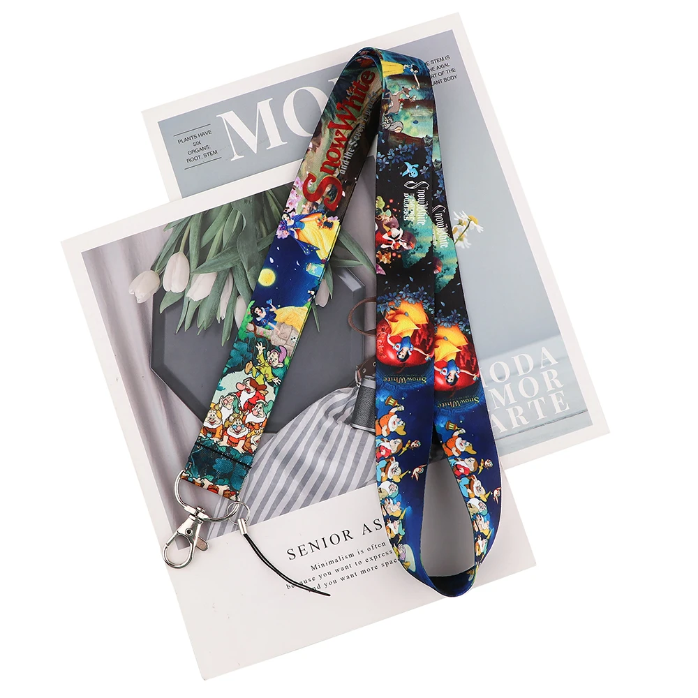 Шнурок YQ266 для девочек с изображением Белоснежки и семи карликов ремешок на шею