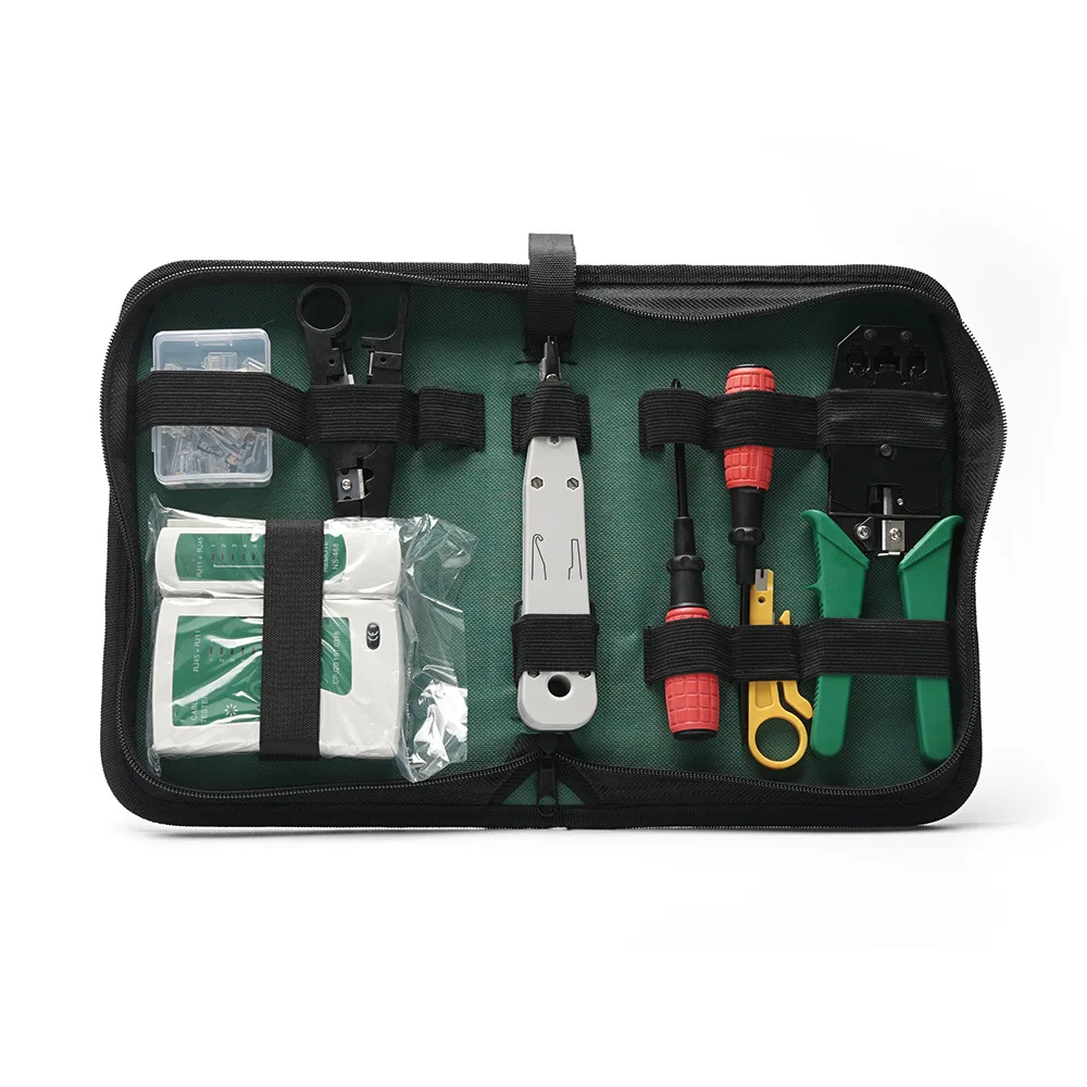 Computer Network Repair Tool Kit LAN Cable Tester Wire Cutter Screwdriver Pliers Crimping plier Maintenance Tool Set Bag