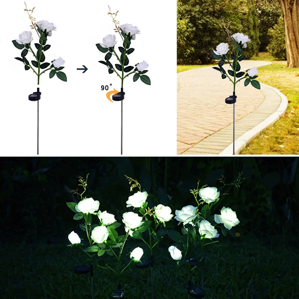

Solar Flower Light Rose Flower Lamp Led Solar Light For Garden Decoration Waterproof Outdoor Landscape Lawn Lamp For Patio Yar