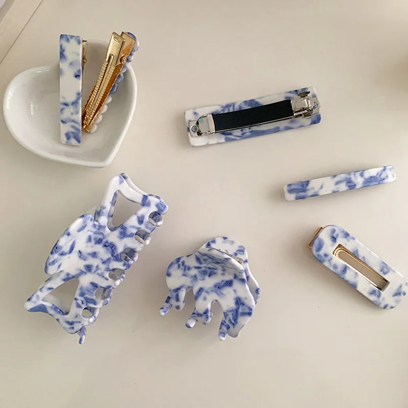 

Chinese wind Women Elegant Hair Claw Blue And White Porcelain Hair Clips Headband Hairpin Hair Accessories Barrettes Hair Crab