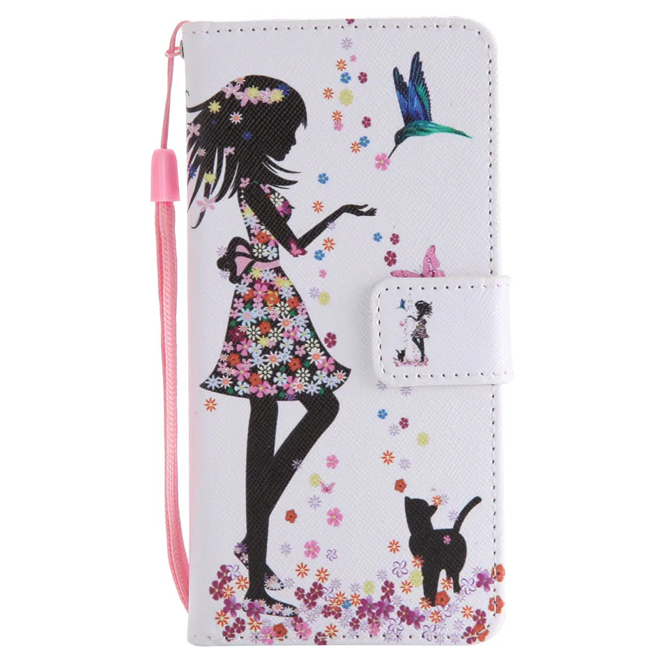 Girl Cat Мультфильм шаблон чехол для samsung Galaxy j3 j5 j7 A5 A3 j1 S5 S6 S7 край A6 A7 A8 J4 J6 плюс Чехол-бумажник из искусственной кожи чехол DP06F - Цвет: Girl Cat