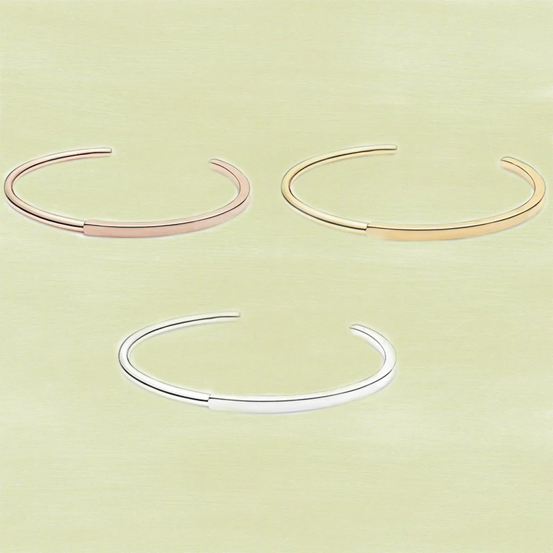 

2021 Autumn Series New S925 Rose Gold, Silver, Gold Signature Id Bangle, High-quality Open Jewelry For Women's Jewelry Gifts