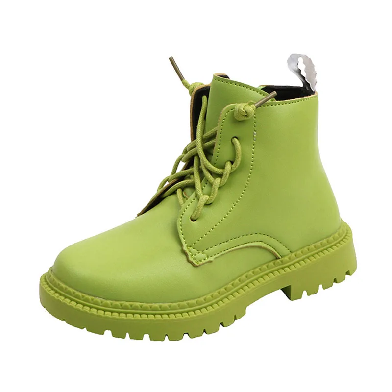 COZULMA Kids Autumn Candy Colors Ankle Boots Boys Girls Fashion High Shoes Children Lace-Up Size 26-36 |