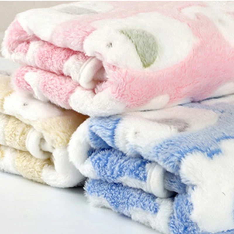 Коврик для животных мягкое теплое одеяло из кораллового флиса с принтом питомцев