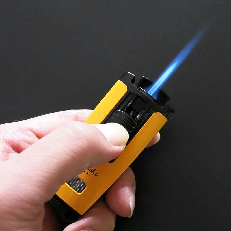 Металлический 1 фонарь LUBINSKI Jet Blue Flame, зажигалка для сигар, ветрозащитная Зажигалка для сигарет, портативная Зажигалка для COHIBA, инструмент для курения