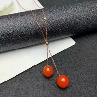shilovem 18k yellow gold real natural south red agate pendants necklace fine plant jewelry classic gift plant mymz889903nh