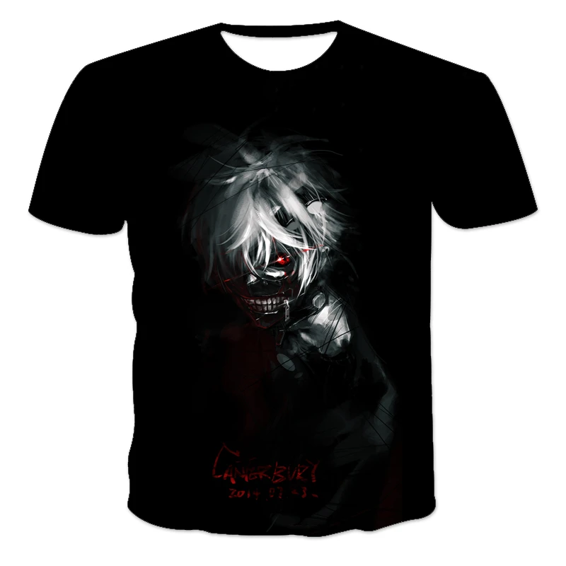

2021 Summer Tokyo Anime Costume For Childrens 3D Printed Tokyo Ghoul T-shirts Anime T shirt Popular With Boys and Girls 4T-14T