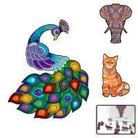 2021 new wooden jigsaw puzzle christmas gift wood diy crafts animal shaped for adults children