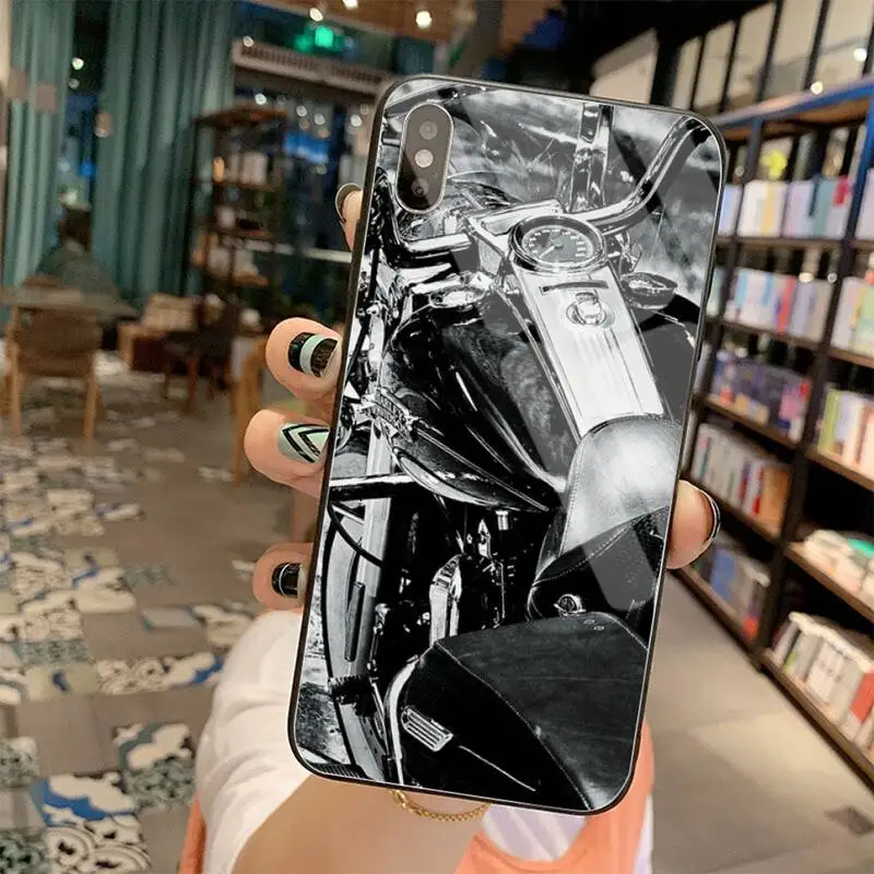 yjzfdyrm hot vintage motorcycle soft phone case capa tempered glass for iphone 11 pro xr xs max 8 x 7 6s 6 plus se 2020 case free global shipping