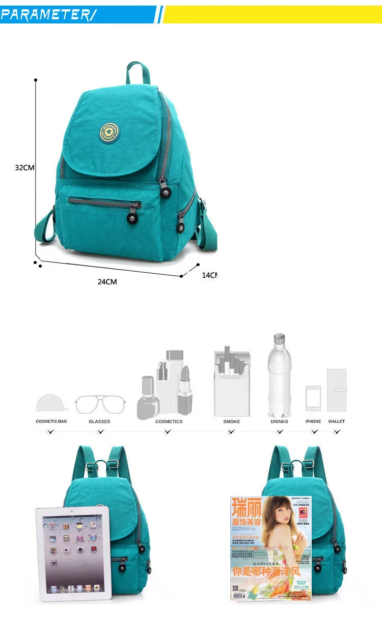 Модный водонепроницаемый нейлоновый женский рюкзак 2019 женские школьные сумки в