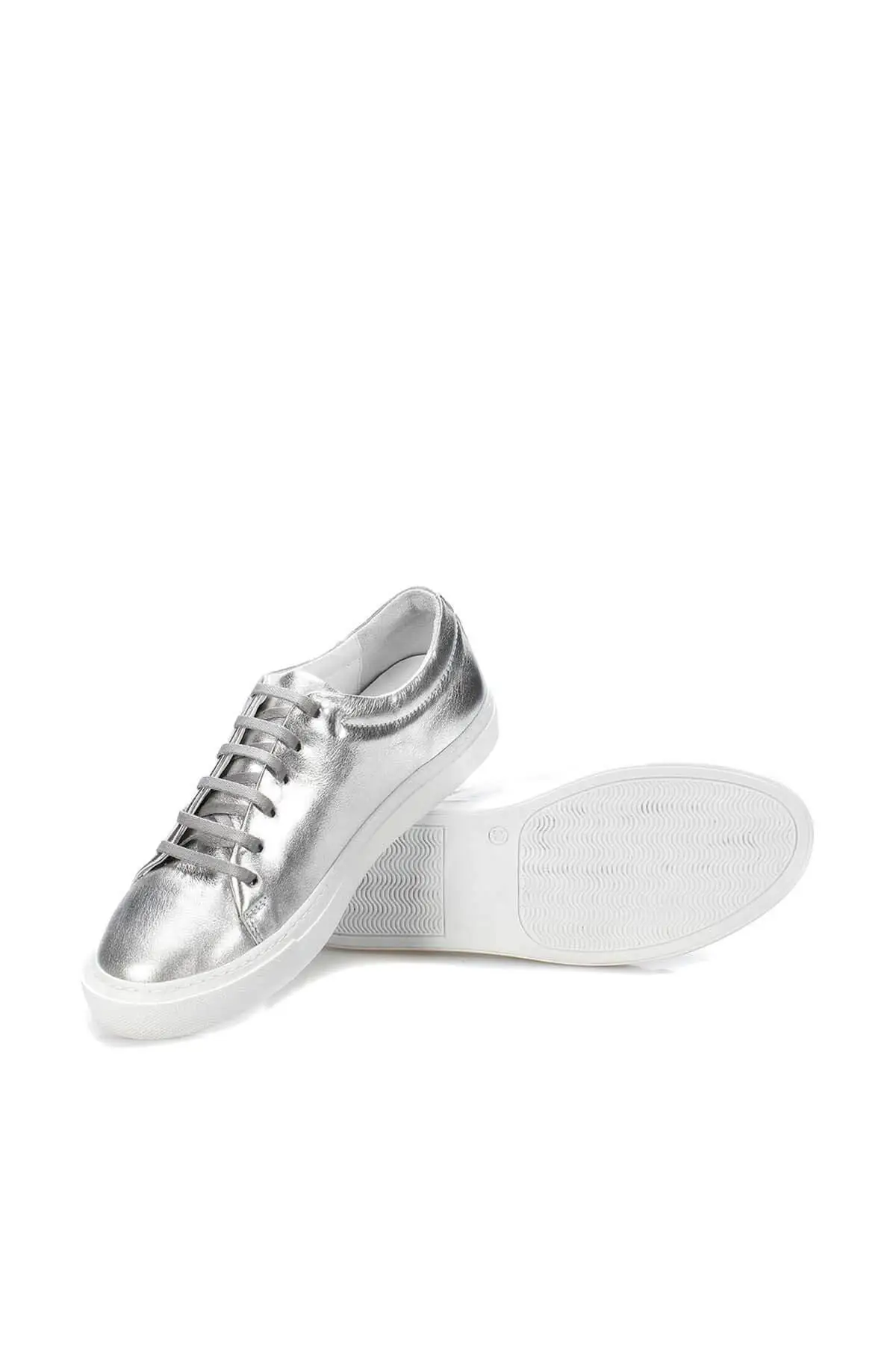 Женские Серебристые кроссовки из натуральной кожи с жемчугом 120130009771|Женские и