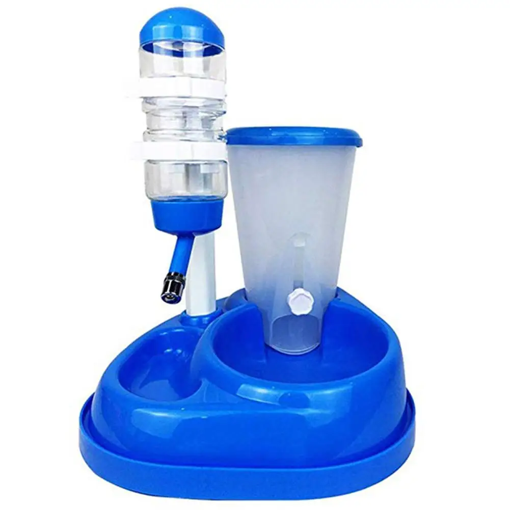 

2 In 1 Pet Cat Dog Automatic Feeder with Large Capacity Water Fountain Food Bowls and Water Bottle Dispenser for Dog Cat Rabbit