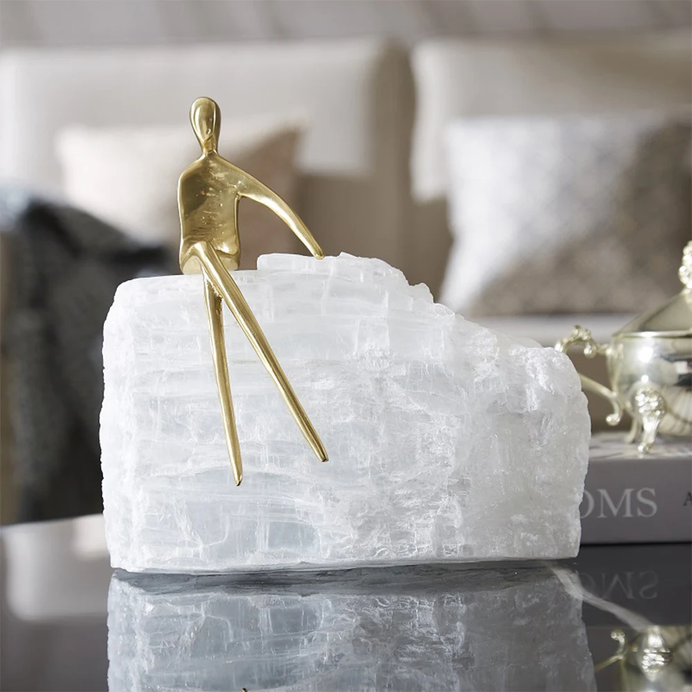 

Creative Marble Brass Abstract Long Feet Character Sculpture Ornaments Nordic Home Decoration Living Room Desk Accessories