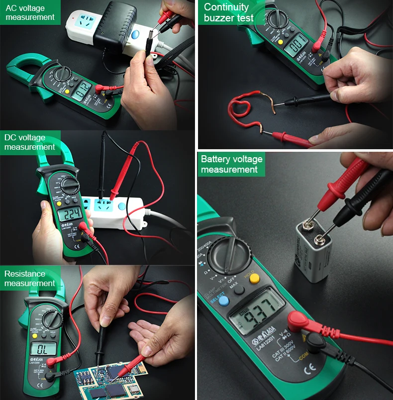 LAOA Electrical Tester Digital Clamp Multimeter  AC/DC Ammeter Voltmeter Potable Multimetro 2years guarantee