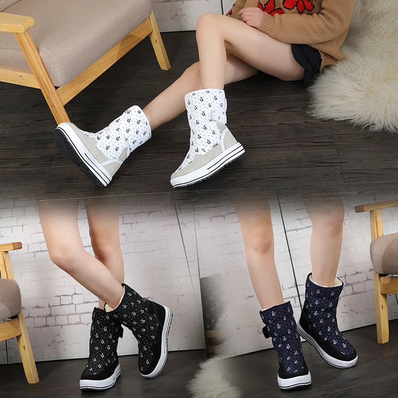 Женские ботинки зимняя обувь женские модные теплые на толстом меху высокого