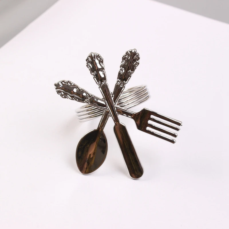 

NHBR 6Pcs Hotel Table Western-Style Knife and Fork Spoon Napkin Buckle Napkin Ring Napkin Ring Cloth Ring Towel Buckle
