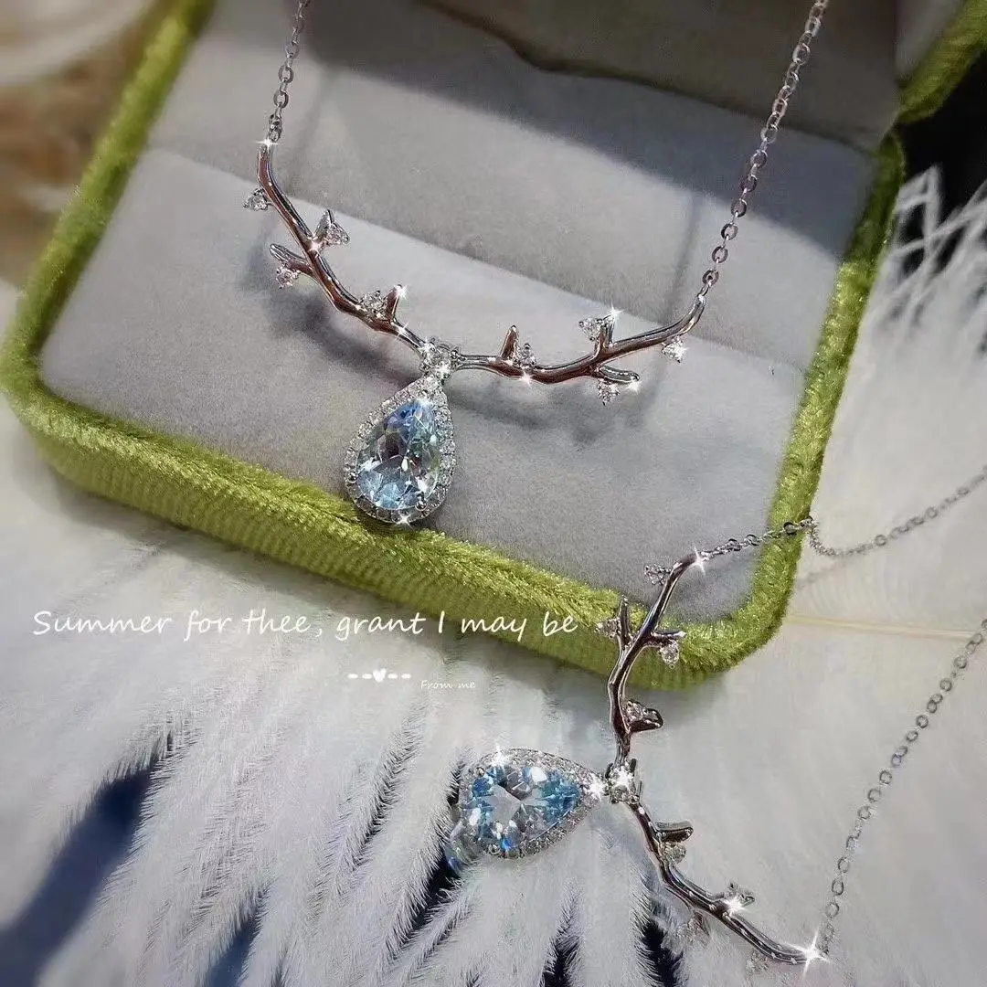 Женское Ожерелье с лосем QTT цепочка из серебра подвеска со стразами фианит пробы