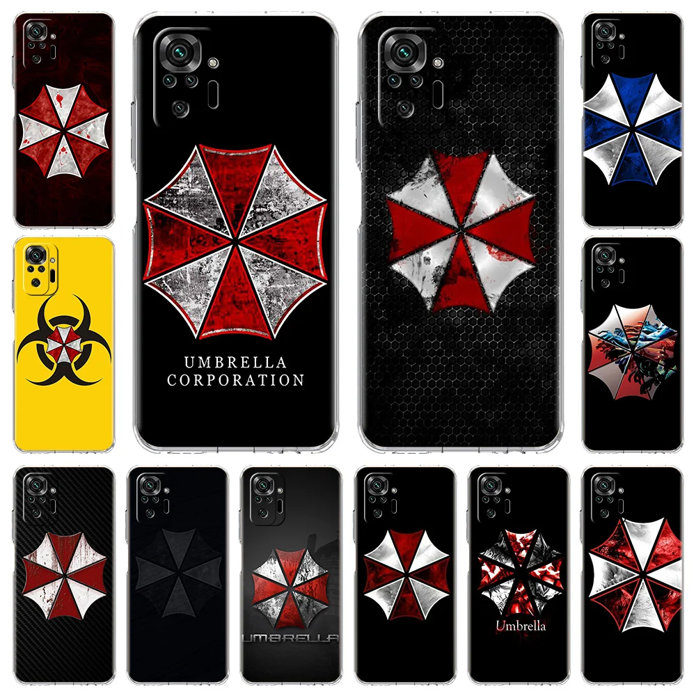 

Phone Case For Xiaomi Poco X3 NFC M3 F3 Redmi Note 9S 9 8 10 Pro 7 8T 9C 9A 8A K40 Silicone Clear Cover Coque Biohazard Umbrella