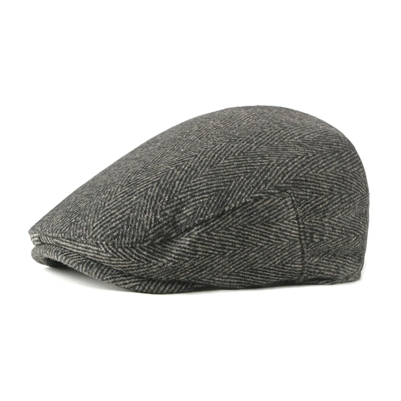 

Spring And Autumn New Men's Beret Cap British Retro Middle-aged And Elderly Peaked Cap Tweed Leisure Forward Hat