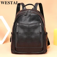 westal 100 cowhide genuine leather bacckpack for women black laptop backpacks for school bags ladies daypacks for travel 6502