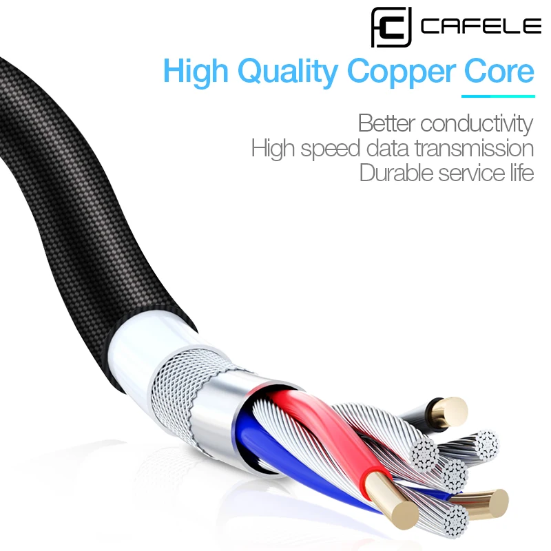 CAFELE USB кабель для iPhone кабель usb type C 3A Быстрая зарядка USB C type-C кабель для зарядки телефона 130 см