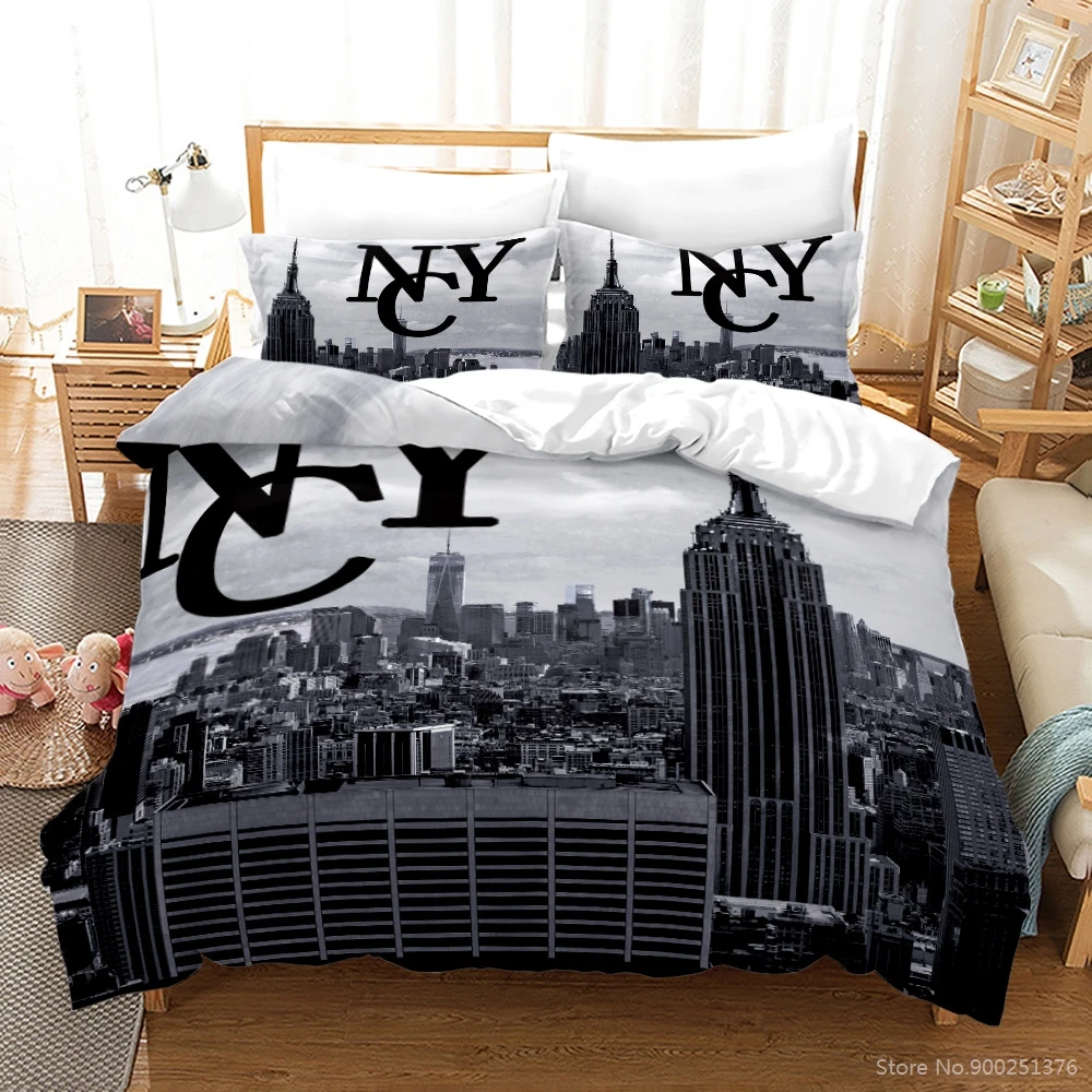 

New York City Night View Bedding Set Queen King Size Comforter Cover / Duvet Cover Pillowcase Set Soft Home Textile Bedclothes