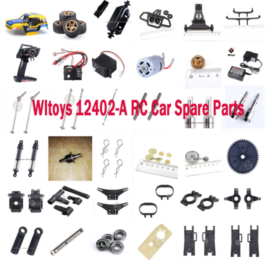 

WLtoys 12402-A RC car spare parts shell tires servo motor gear remote controller receiver differential drive shaft Swing arm etc