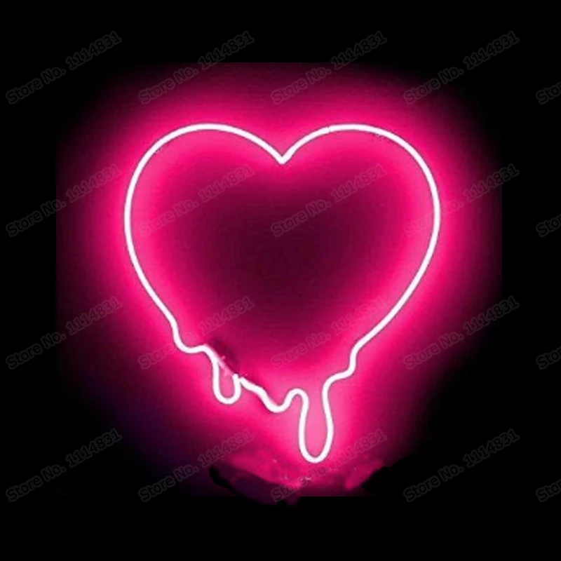 Расплавленное сердце неоновая вывеска ручная работа Настоящая стеклянная