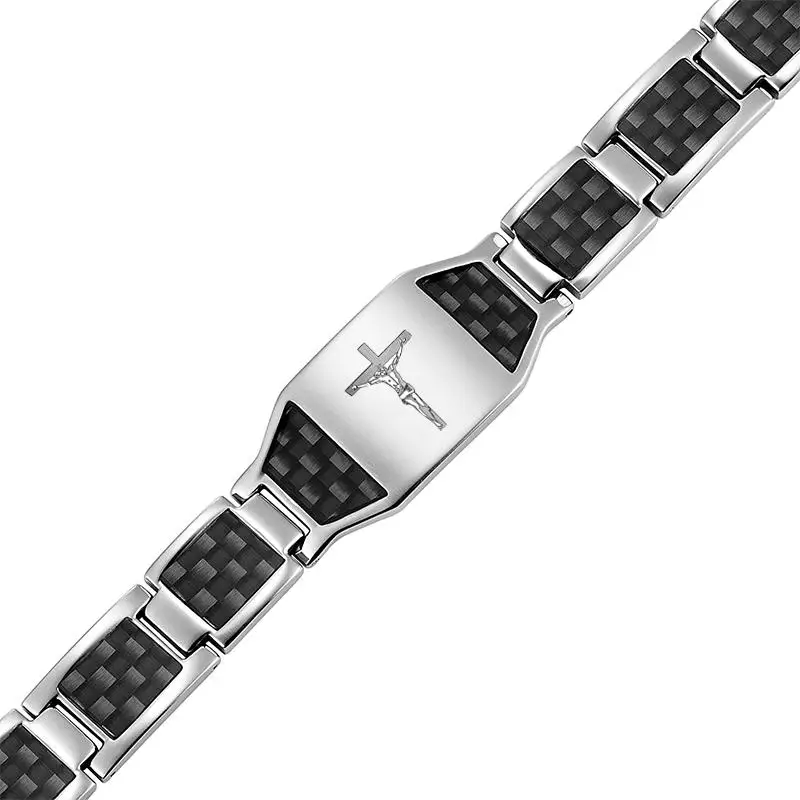 Браслет мужской из углеродного волокна и нержавеющей стали для магнитной