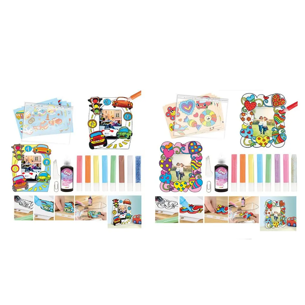 

2 In 1 3D Instant Sticky Art Pigment Baking Free Washable Window Decoration Colorful Crystal Window Sticker DIY For Children