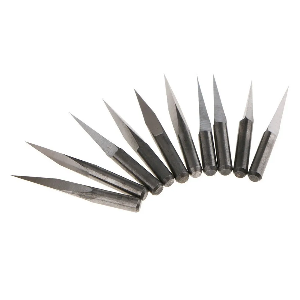 

10pcs 10 Degree 0.1mm Engraving Bits CNC Router Tool V-shape Carbide PCB Board 0.1mm Engraving End Mill Metalworking Supplies