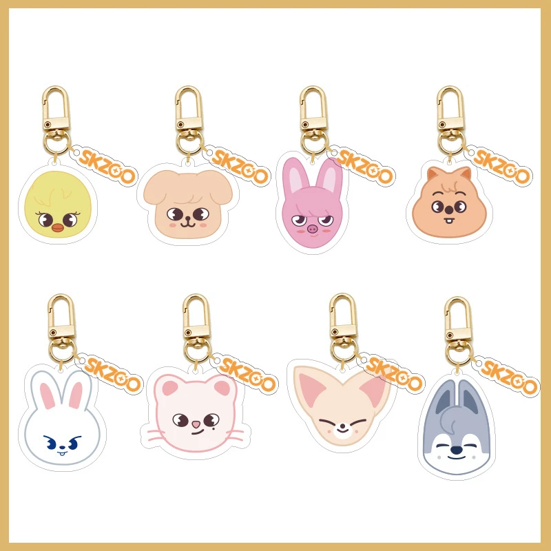 

KPOP Stray Kids Cartoon SKZOO Animal Shape Acrylic Double-Sided Keychain Keyring Bang Chan Felix Lee Know Bag Accessories N51