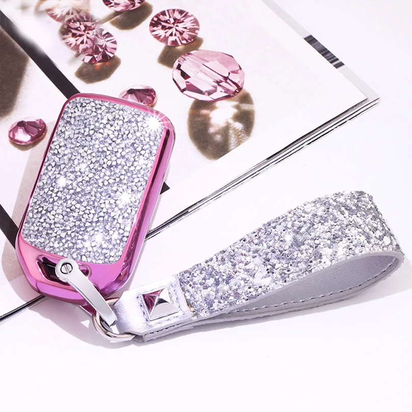 

Fashion Luxury Diamond Crystal Shining Car Key Case Cover For Honda Hrv Civic2017 Accord2003-2007 Cr-v Freed Piloo Auto KeyShell