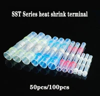 50pcs sst s11 sst s21 s31 s41 heat shrink butt wire connectors waterproof tinned copper solder seal insulated terminals kit set